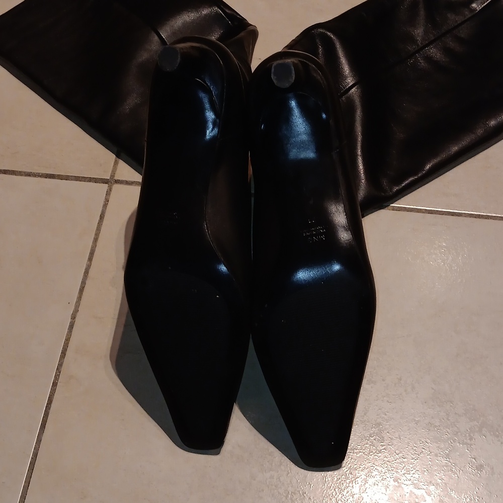 Mango Genuine Leather Boots With Square Toe and Kitten Heel - Picture 12 of 13